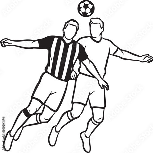 Vector illustration of two soccer players competing for a ball