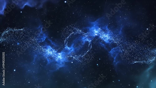 A celestial scene of ethereal blues and glowing stars, forming a cosmic abstract
