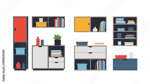 Colorful Office Furniture and Storage Units.