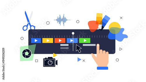 Video Editing Software Interface with Hand.