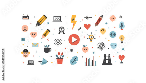 A brightly colored, minimalist illustration evoking a positive and optimistic vibe. Ideal for representing digital communication, online presence, or 