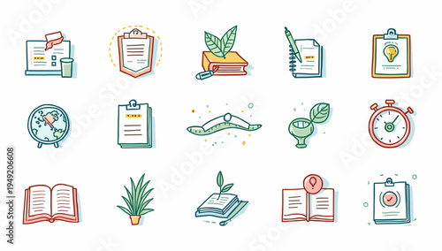 This playful illustration evokes concepts of education and productivity. Ideal for representing learning, studying, time management, or personal devel