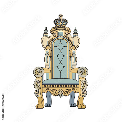 Ornate Royal Throne with Crown Illustration
