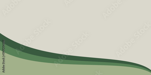 Abstract Green Curved Wave Layers on Minimal Beige Background Design