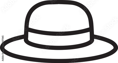 Hand Drawn Woman Hat Black and White Illustration in Minimal Line Art Style Design