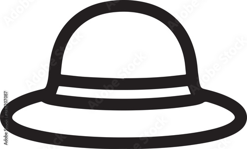 Hand Drawn Woman Hat Black and White Illustration in Minimal Line Art Style Design