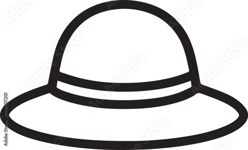 Hand Drawn Woman Hat Black and White Illustration in Minimal Line Art Style Design