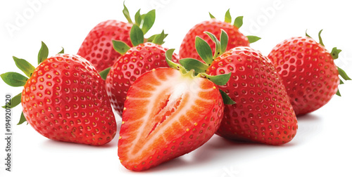 Fresh Red Strawberries Isolated on White Background