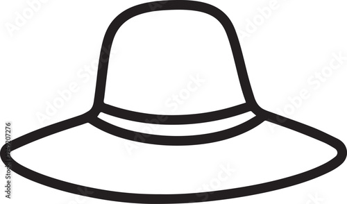 Hand Drawn Woman Hat Black and White Illustration in Minimal Line Art Style Design