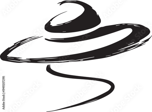 Hand Drawn Woman Hat Black and White Illustration in Minimal Line Art Style Design