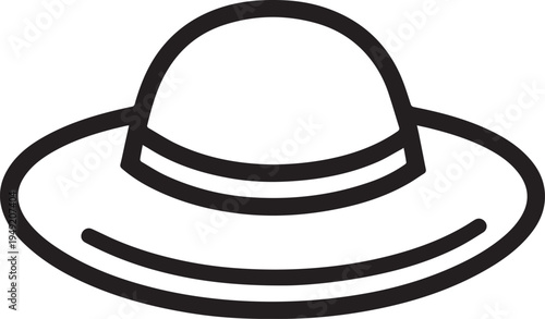 Hand Drawn Woman Hat Black and White Illustration in Minimal Line Art Style Design