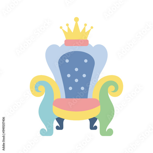 Royal throne chair with crown, fantasy, fairytale, symbol of power, royalty, and success