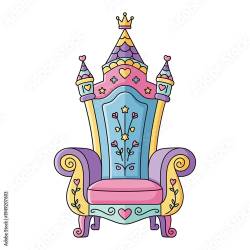 Whimsical Castle Throne for Princess, Fairytale Royal Seat, Fantasy Icon