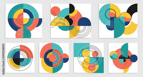 Abstract Geometric Shapes Composition Colorful Modern Design.