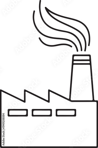 Industrial factory icon with smokestack emitting smoke vector illustration