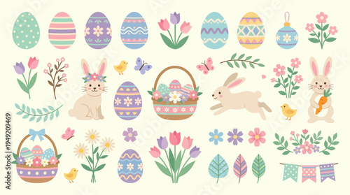 Delightful Easter Collection - Eggs, Bunnies, and Spring Blooms.