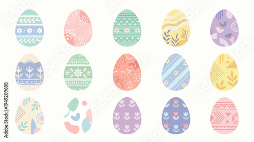 Watercolor Easter Eggs Collection with Delicate Patterns.