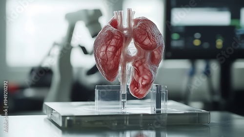 Detailed transparent model of human lungs on display