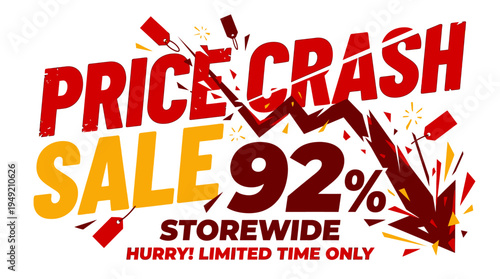 Price Crash Sale Banner with Discount Percentage