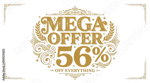 Mega Offer with 56% Discount Badge on White Background