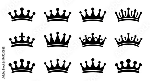 crown silhouette vector illustration set isolated on white background design, royal crown silhouette collection for luxury and branding design projects, crown silhouette set illustration for king quee