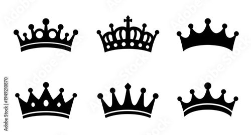 crown silhouette vector illustration set isolated on white background design, royal crown silhouette collection for luxury and branding design projects, crown silhouette set illustration for king quee