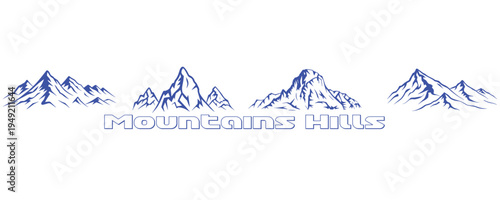  Mountain Peaks and Hills Blue color four  set 