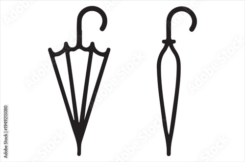 Two black umbrella icons displayed open and closed positions