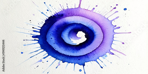 An abstract blue spiral illustration forming a macro human eye design with a glowing pupil and retina pattern to represent a vision concept