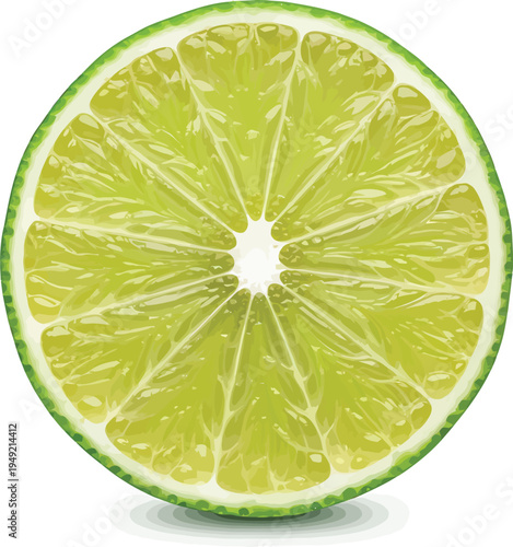 Lime Cut in Half on White Background