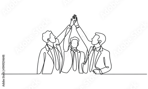 Businessmen giving high five together in nice celebration