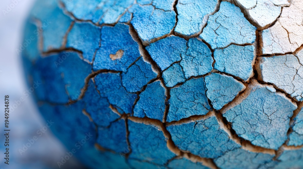 Fototapeta premium Textured Blue Eggshell with Cracks in Intricate Patterns