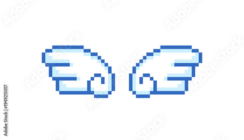 ドット絵　シンプルでかわいい羽根　天使の翼　装飾イラスト　ピクセルアート