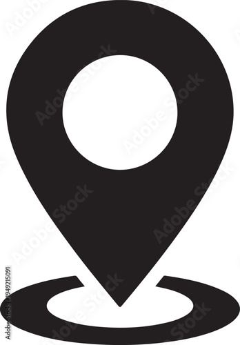 Map Pin Location Icon Vector with Shadow for GPS Navigation and Destination Tracking
