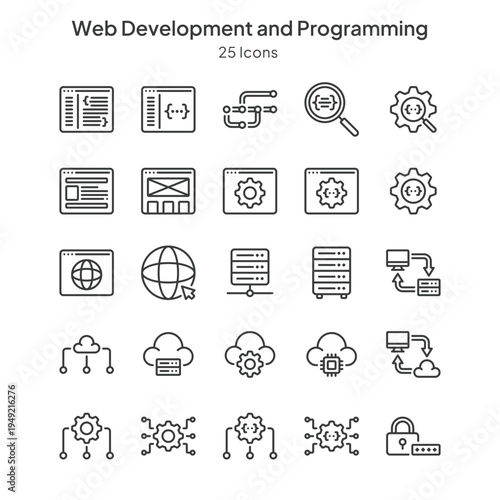 web development and programming icons collection