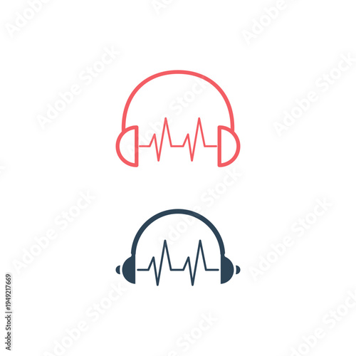 Headphones earphones flat icons set. Headset illustration.