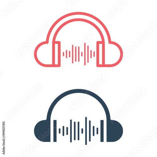 Headphones earphones flat icons set. Headset illustration.