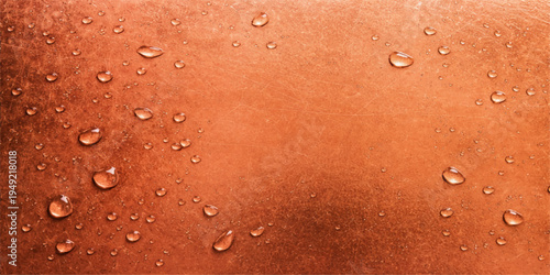 Abstract macro texture of clean liquid water drops and bubbles forming a wet condensation pattern on a red glass surface