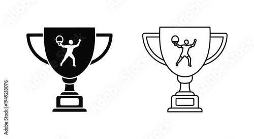 Two trophy icons featuring a tennis player in silhouette high quality