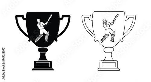 Cricket trophy design featuring a batter in a striking silhouette