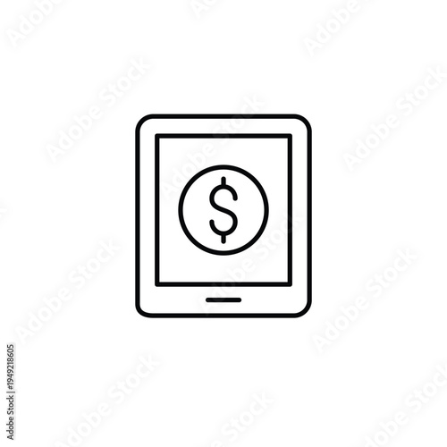 Free Download Dollar and electronic tablet. Mobile payment, digital finances. Pixel perfect, editable stroke vector icon - GFXLoad