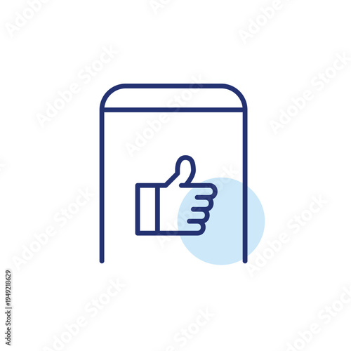 Like symbol on phone. Social media approval, account login successful. Pixel perfect, editable stroke vector icon
