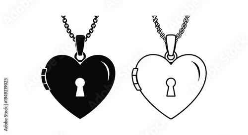 Two heart shaped lockets with keyholes displayed a striking silhouette high quality