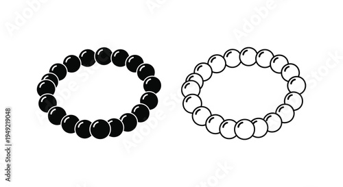 Two beaded bracelets one dark and one light presented in a graphic silhouette