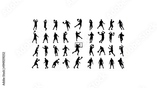 Basketball Players Silhouettes Vector – People Playing Basketball Activity Illustration