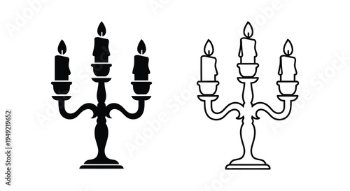 Black candelabra illustrations with ornate details a striking silhouette high quality
