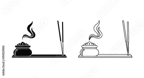 Two depictions of ramen bowls with chopsticks contrasting styles silhouette
