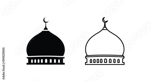 Islamic mosque domes a black and white graphic representation silhouette