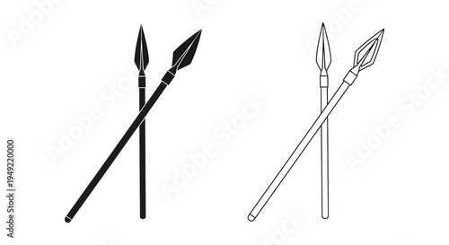Four spears displayed in a graphic minimalist style silhouette high quality
