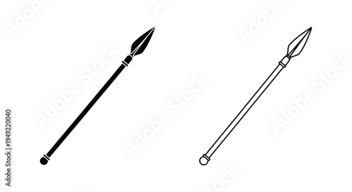 Two black silhouettes of spears depicted in a minimalist style silhouette